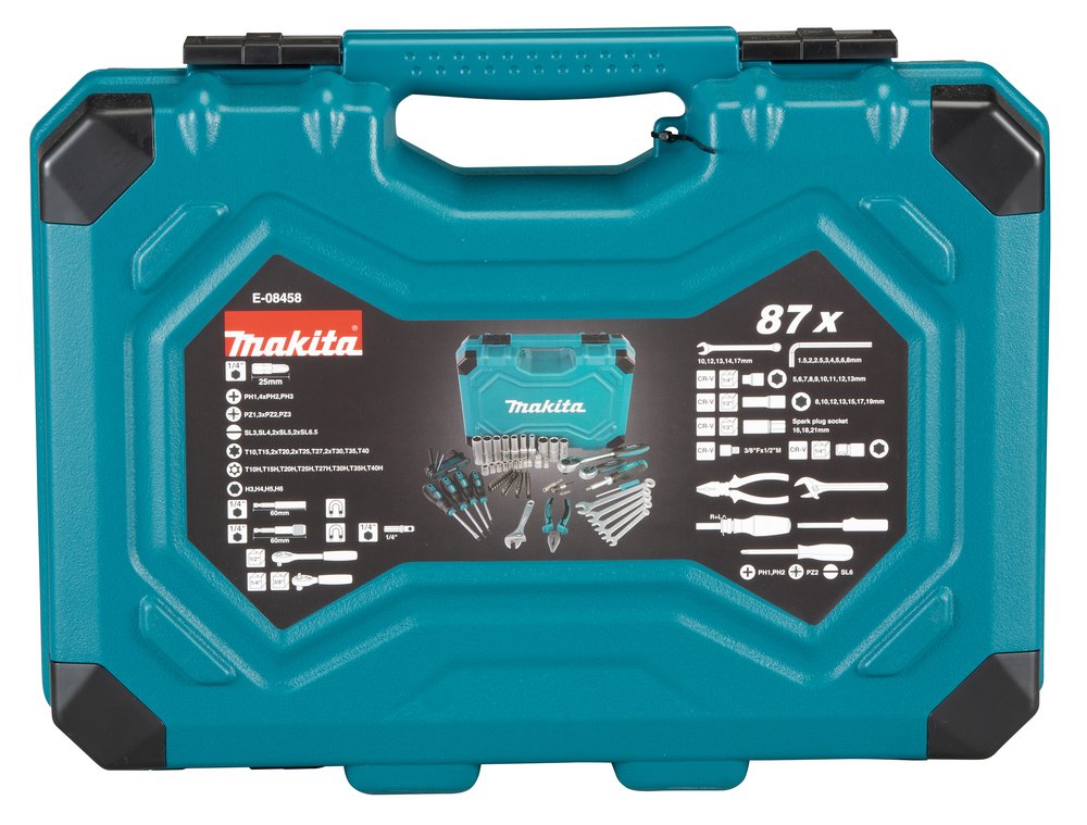 Maletín de Herramientas Manuales, 87 Piezas Makita E-08458 25 Mm 60 Mm perforación fijación - Imagen 2