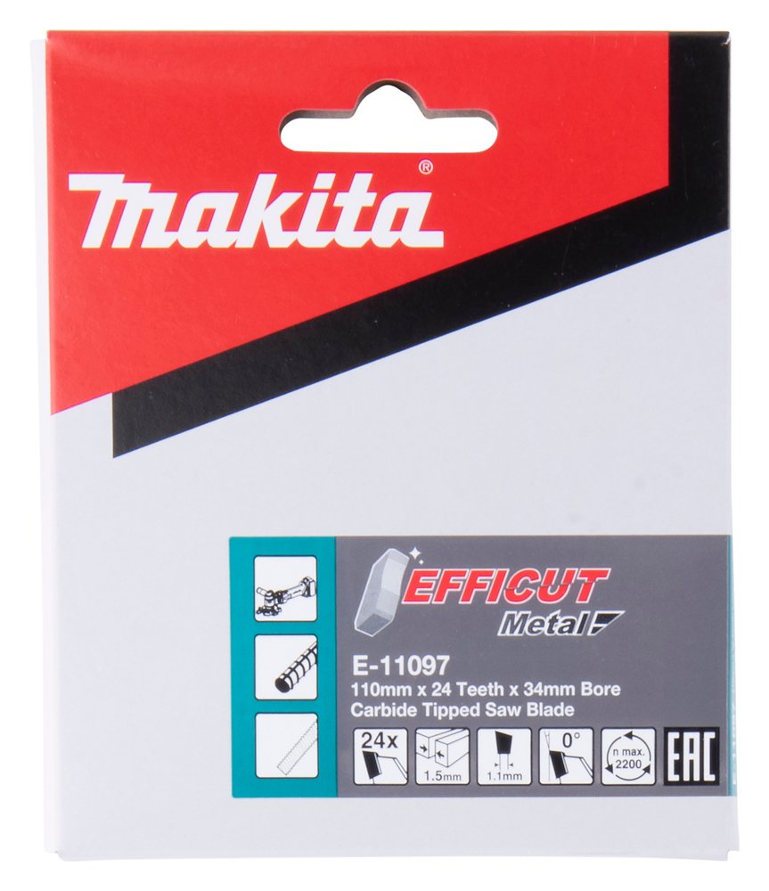 Disco Sierra Circular , Efficut T C T, 110 X 34 Mm, 24T Makita E-11097 110X34 Mm trabajo metal - Imagen 2