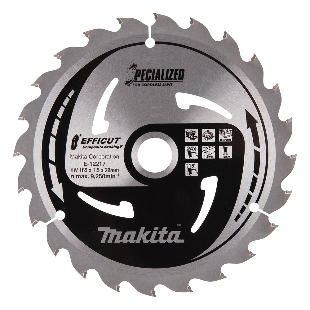 Disco Sierra Circular , Efficut T C T, 165 X 20 Mm, 24 D Makita E-12217 165X20 Mm corte