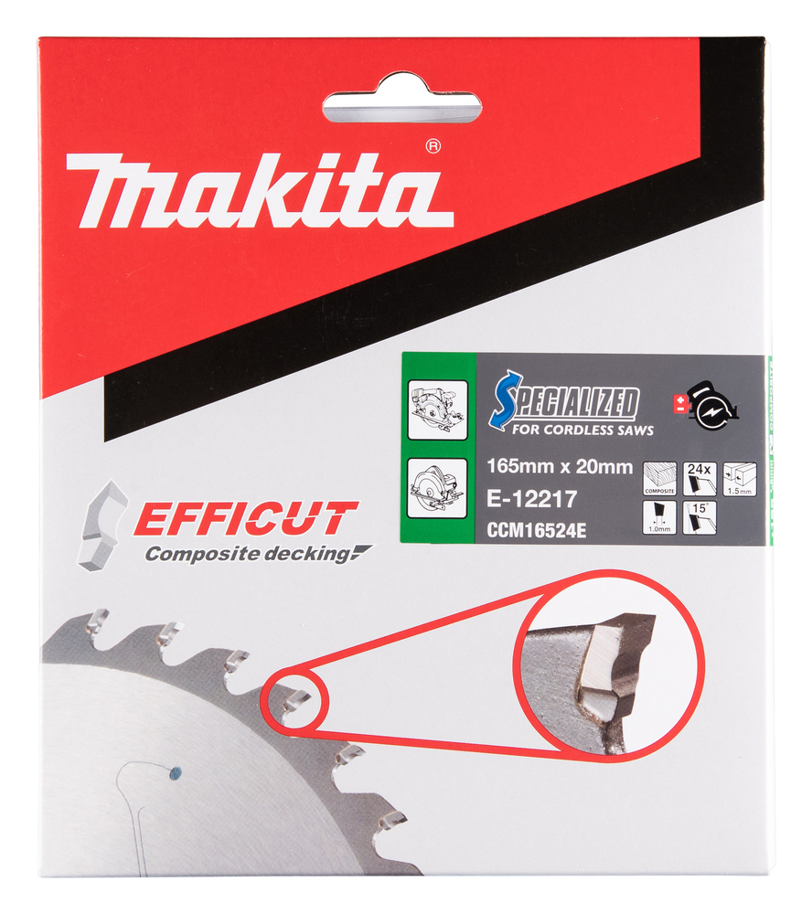 Disco Sierra Circular , Efficut T C T, 165 X 20 Mm, 24 D Makita E-12217 165X20 Mm corte - Imagen 3