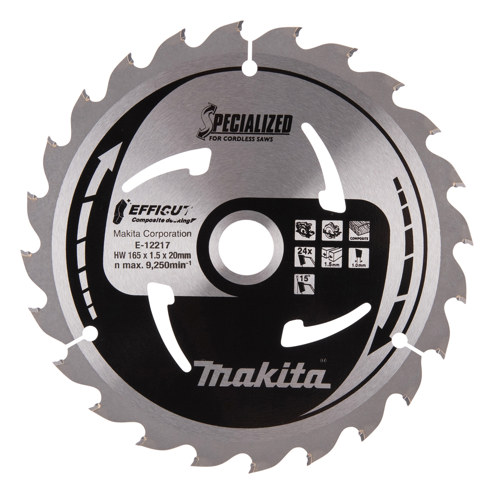 Disco Sierra Circular , Efficut T C T, 165 X 20 Mm, 24 D Makita E-12217 165X20 Mm corte - Imagen 2