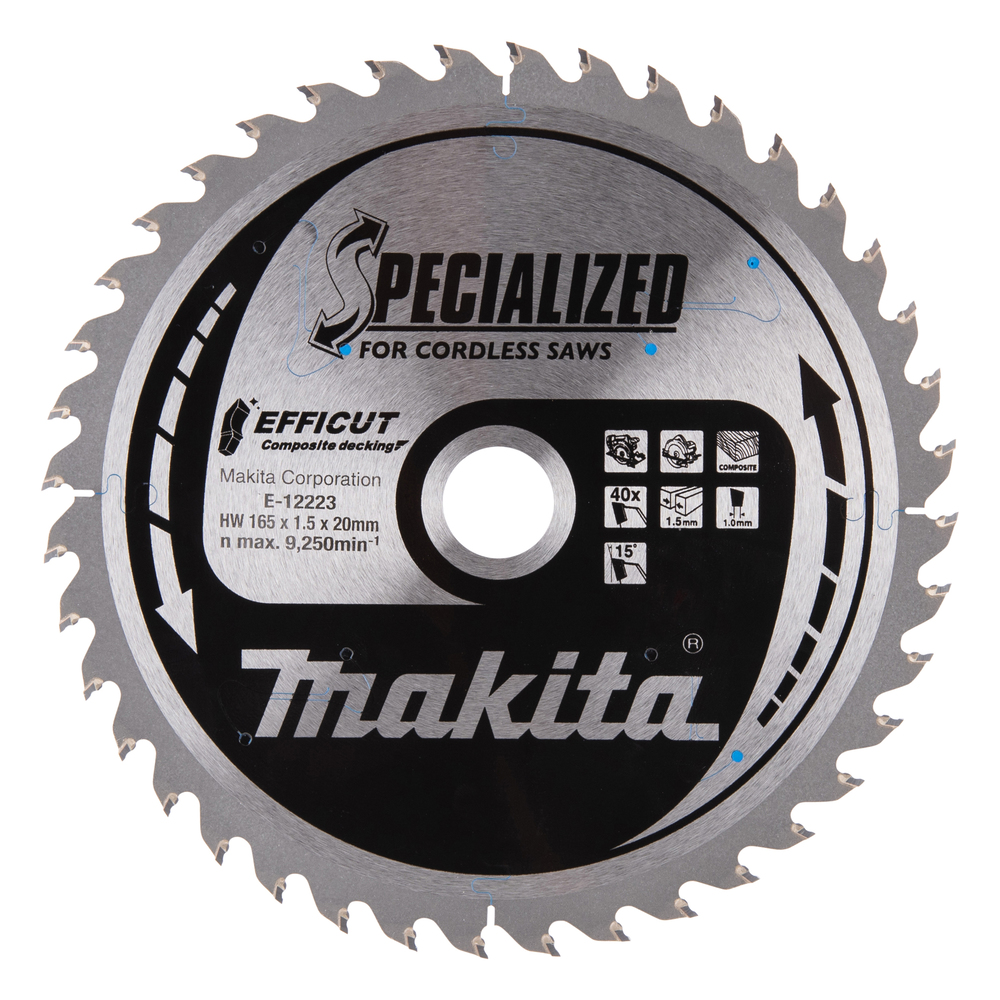 Disco Sierra Circular , Efficut T C T, 165 X 20 Mm, 40 D Makita E-12223 165X20 Mm corte - Imagen 2