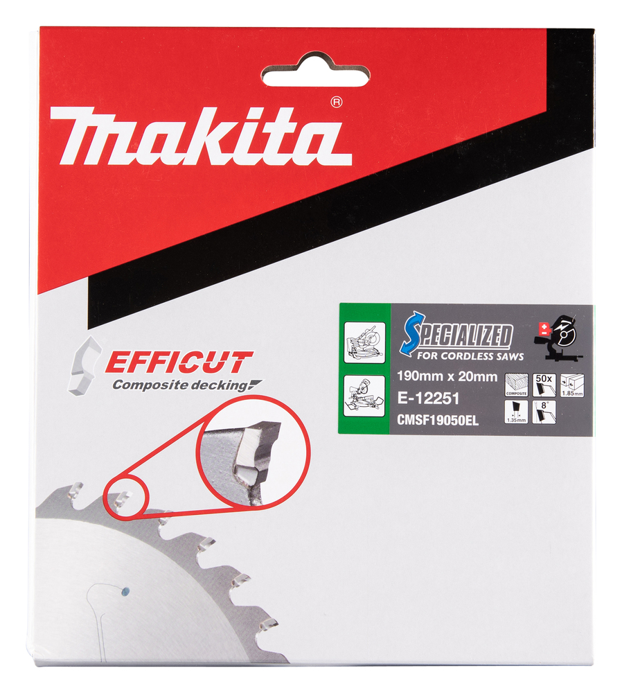 Disco Sierra Circular , Efficut T C T, 190 X 20 Mm, 50 D Makita E-12251 190X20 Mm corte - Imagen 3