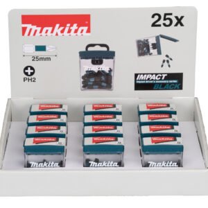 Punta Impact Black, PH2, 25 Mm, 25 Piezas X 12 Sets Makita E-12360-12 perforación fijación