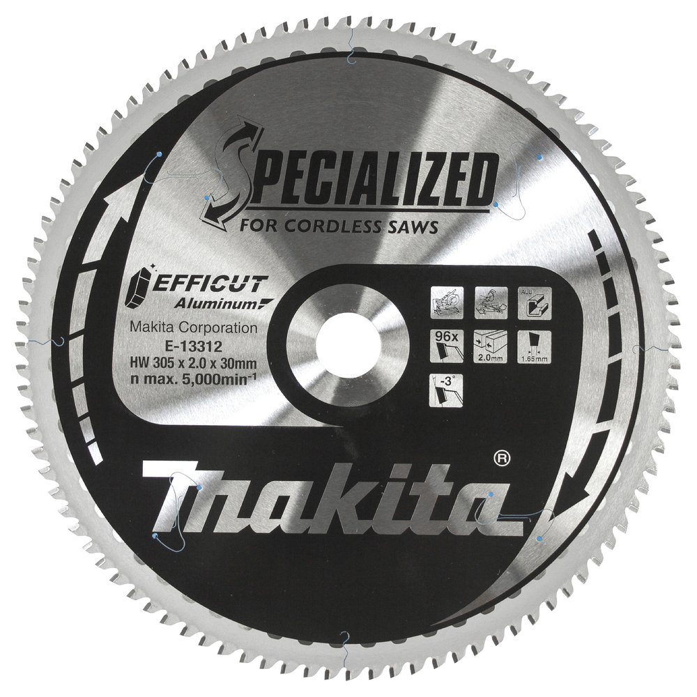 Disco Sierra Circular , Efficut T C T, 305 X 30 Mm, 96T Makita E-13312 305X30 Mm corte aluminio
