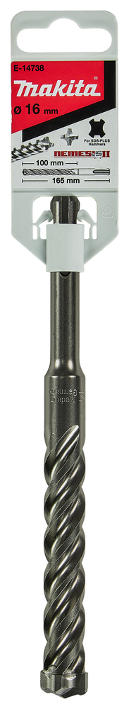 Broca , T C T, para Sds-plus, Nemesis 2, 16 X 165 Mm Makita E-14738 16X165 Mm Mate perforación fijación - Imagen 4