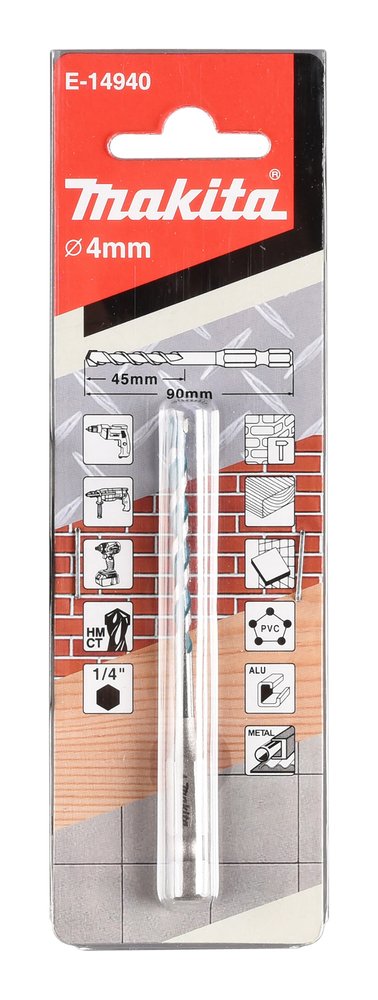 Broca T C T , 4 X 90 Mm, Multimaterial Makita E-14940 4X90 Mm perforación fijación aluminio - Imagen 3