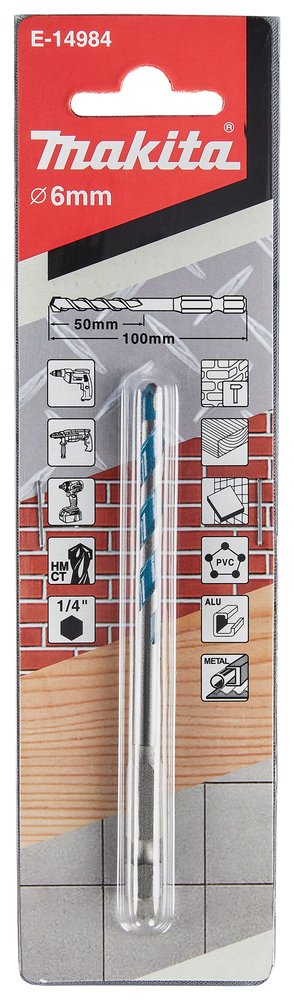 Broca T C T , 6 X 100 Mm, Multi Material Makita E-14984 6X100 Mm perforación fijación aluminio - Imagen 3