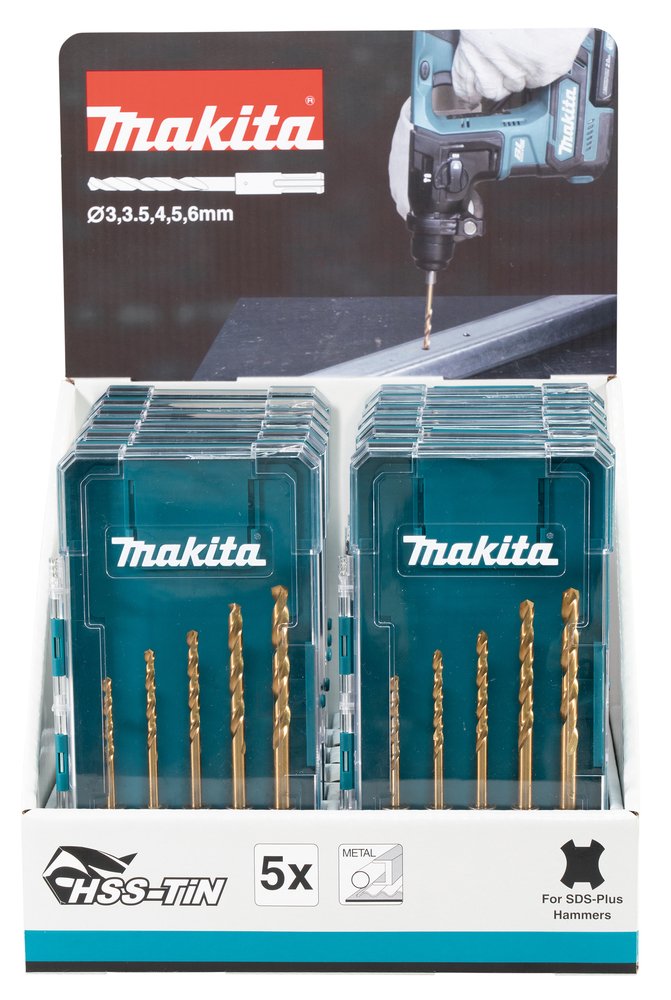 Estuche de Brocas de Metal, Hss-tin, Sds-plus, 12 Piezas Makita E-15132-12 0 Mm 129 Mm perforación fijación