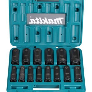Estuches de Llaves de Vaso Impact Black, 1/2", 14 Piezas Makita E-16586 32 Mm 5 Mm perforación fijación