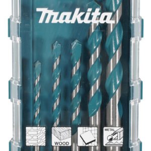 Set de Brocas Multimaterial T C T 5 Pcs, Makita E-16732 4X90 5X100 Azul perforación fijación aluminio