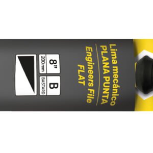 Lima de mecánico plana punta fina de 10" con mango bimaterial y colgador