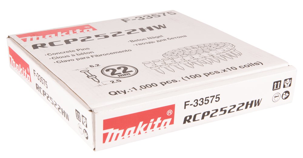 Clavo para Hormigón 22 X 2,5 Mm, 1 000 Piezas Makita F-33575 22X2 perforación fijación - Imagen 2