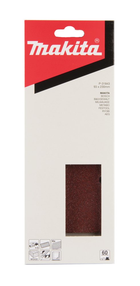 Lijas de Velcro 93 X 230 Mm, 60G Makita P-31843 abrasivo pulido - Imagen 2