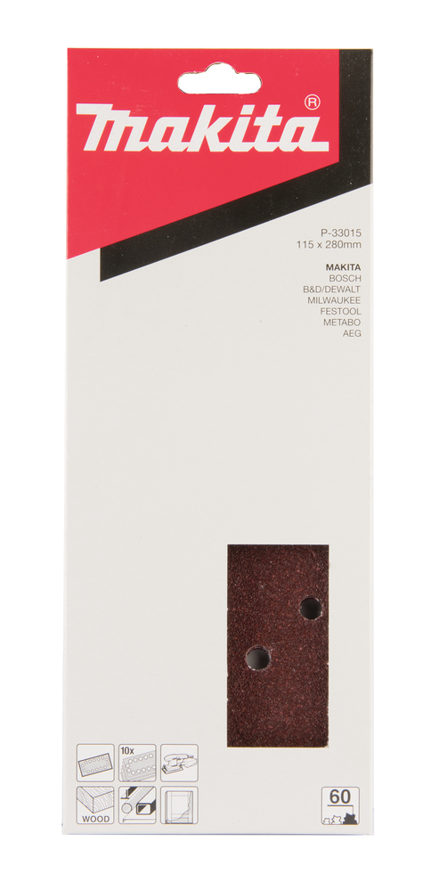 Lijas de Velcro 115 X 280 Mm, 60G Makita P-33015 abrasivo pulido - Imagen 2