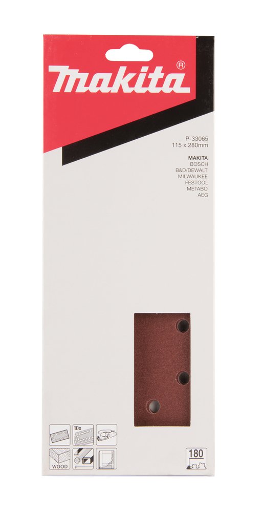 Lijas de Velcro 115 X 280 Mm, 180G Makita P-33065 abrasivo pulido - Imagen 2