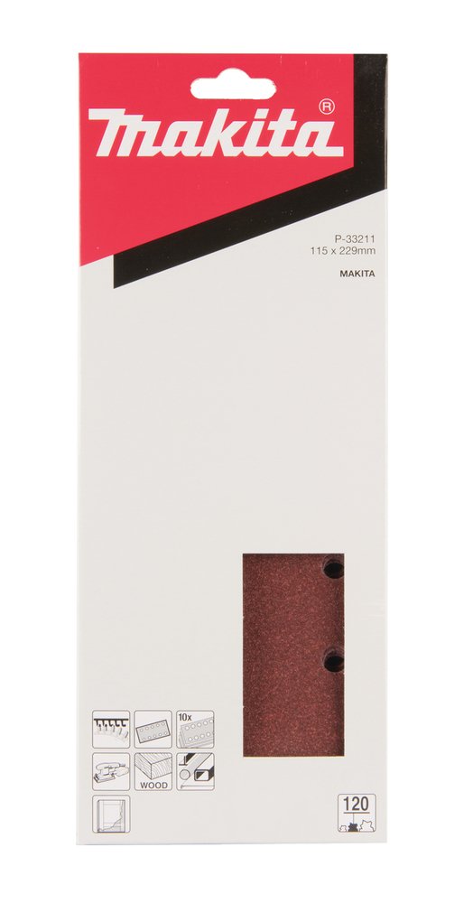 Lijas de Velcro 115 X 229 Mm, 120G, 10 Piezas Makita P-33211 abrasivo pulido - Imagen 3