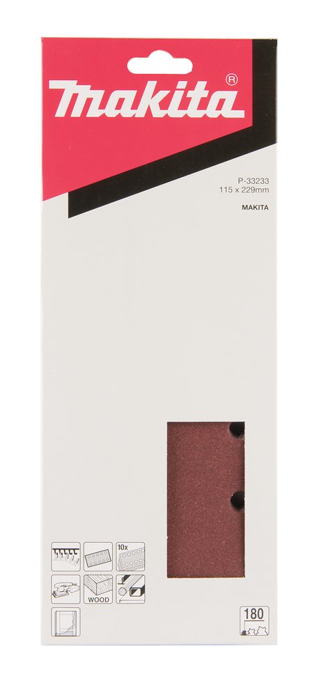 Lijas de Velcro 115 X 229 Mm, 180G, 10 Piezas Makita P-33233 abrasivo pulido - Imagen 3