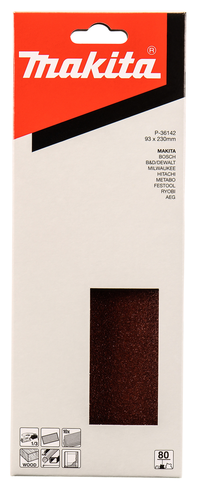 Lijas de Velcro 93 X 230 Mm, 80G Makita P-36142 abrasivo pulido - Imagen 2