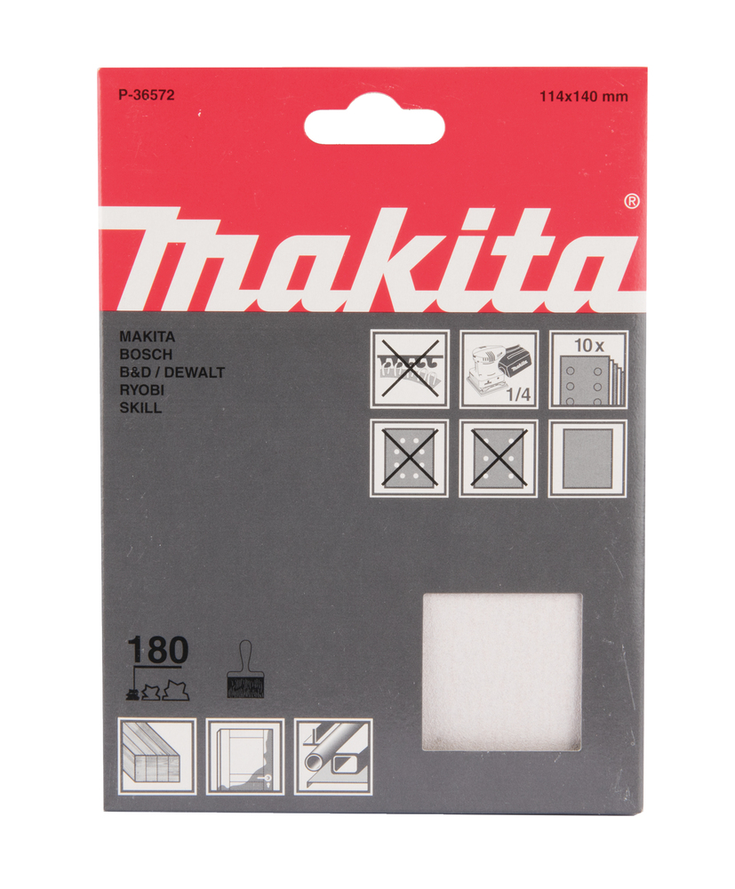 Lijas de Velcro 114 X 140 Mm, 180G Makita P-36572 abrasivo pulido - Imagen 2