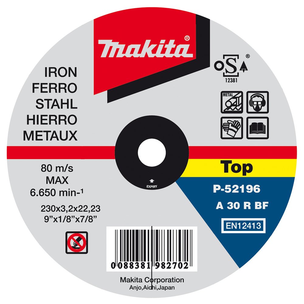 Disco de Corte 230 X 22 X 3,2 Mm Makita P-52196 230X22X3 cepillado cortador