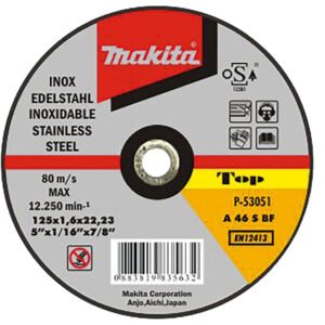 Disco de Corte 125 X 1,6 X 22,23 Mm, Inox, A46S, 10 Piezas Makita P-53051 125X1 trabajo metal acero inoxidable