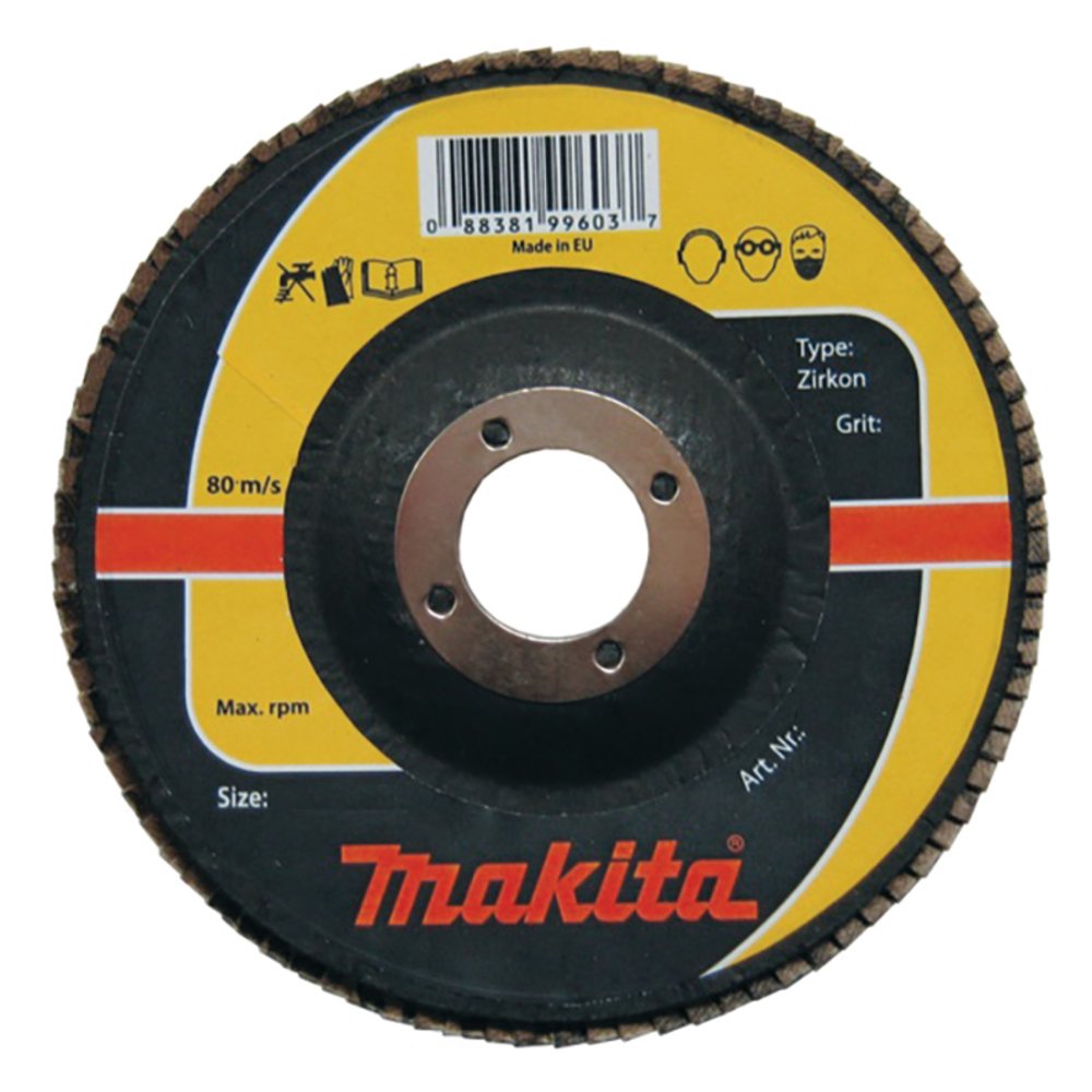 Cepillo Lijas Taladro 180G X 22,23 Mm, 60G, Zirkon Makita P-65589 Inox trabajo metal acero inoxidable · aluminio