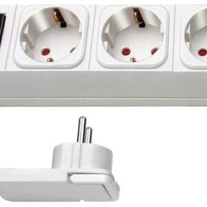 Base múltiple Comfort-Line Plus blanca con clavija plana (6 tomas)