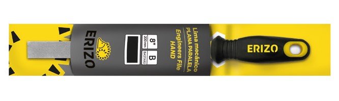 Lima de mecánico plana paralela fina de 10" con mango bimaterial y colgador