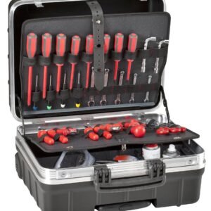 Maleta portaherramientas con compartimentos elásticos