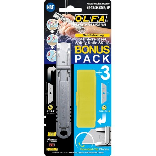 Sr/bp-cúter de Seguridad de Acero Inoxidable SK-12 con 3 Cuchillas SKB-2S-R Olfa OLFA-SK-12/SKB2 otro