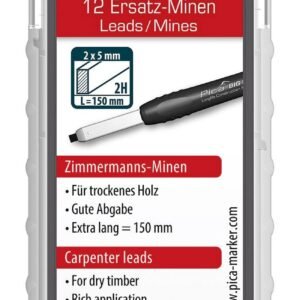 Estuche con 12 minas de carpintero BIG-Dry de grafito 2H