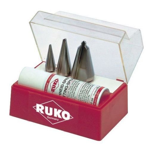 3 Brocas Cónicas HSS + Spray de Corte 50 Ml Ruko RUKO-101009-JUEGO perforación abrasivo