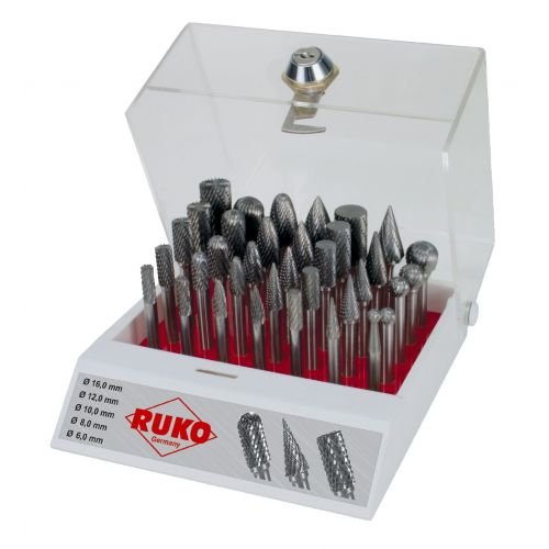 de 35 Fresas de Metal Duro con Vástago de 6 Mm en Vitrina de Plástico Ruko RUKO-116008-JUEGO otro