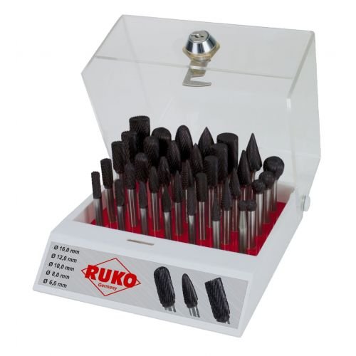 Tc-surtido de 35 Fresas de Metal Duro Ticn con Vástago de 6 Mm en Vitrina de Plástico Ruko RUKO-116008 otro