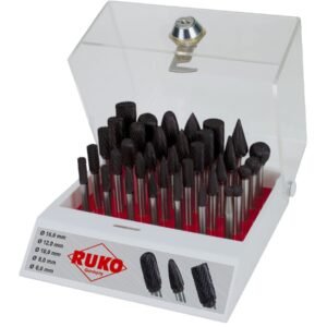 Surtido de 35 fresas de metal duro TiCN con vástago de 6 mm en vitrina de plástico