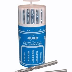 Juego de 19 brocas HSS rectificadas en bote cilíndrico