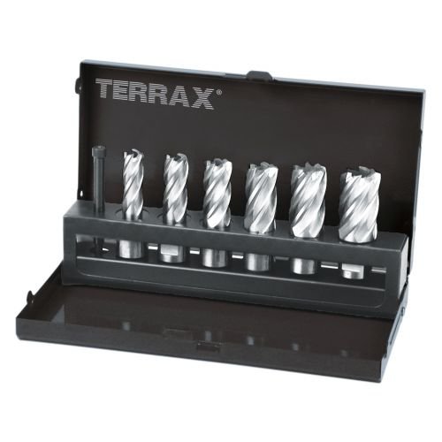 de 7 Brocas Huecas con Vástago Weldon de 19 Mm (6 Brocas Huecas + 1 Guía-expulsor) Terrax TERRAX-A108820-JUEGO corte perforación