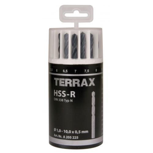 de 19 Brocas DIN 338 Tipo N HSS Laminadas Terrax TERRAX-A205225-JUEGO corte perforación