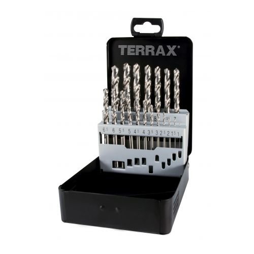 de 25 Brocas DIN 338 Tipo N HSS Rectificadas Terrax TERRAX-A214215-JUEGOS corte perforación