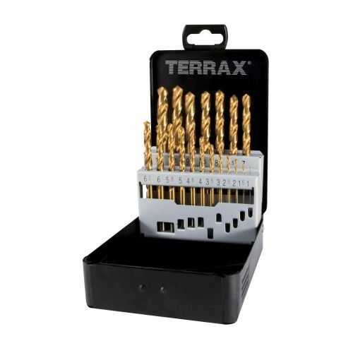 de 25 Brocas DIN 338 Tipo N Hss-tin Rectificadas Terrax TERRAX-A250215T-JUEGO corte perforación
