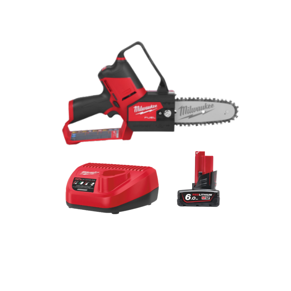 Milwaukee M12 FHS-0 Sierra de poda M12 FUEL™ HATCHET™ con barra de 15cm + Bateria + Cargador