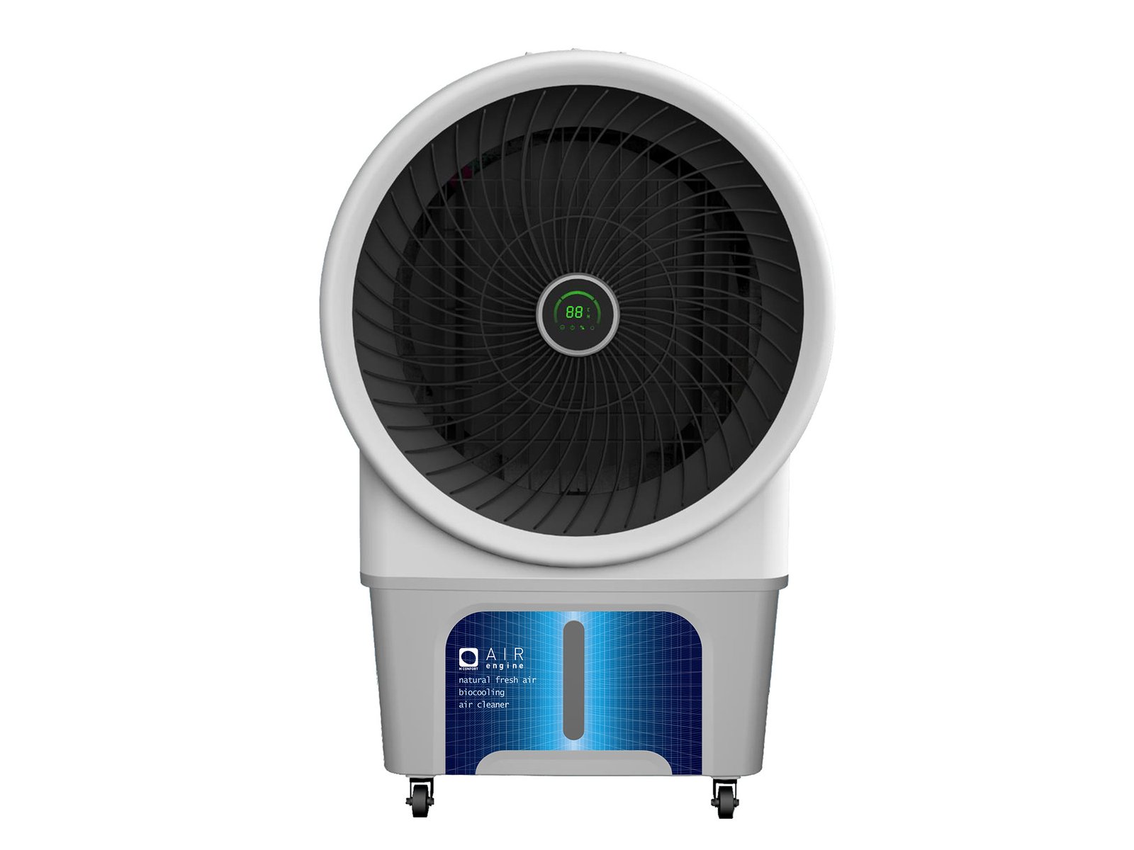 Climatizador evaporativo industrial MCONFORT AirEngine · hasta 80 m² · caudal 6000 m³/h · depósito 80 L