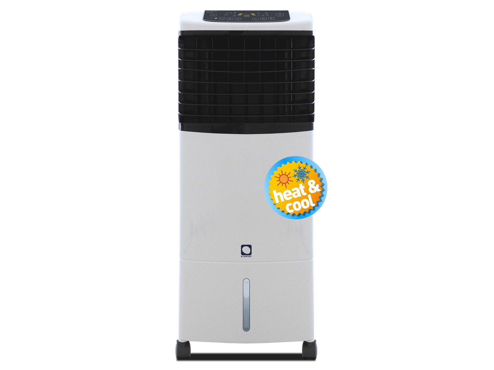 Climatizador evaporativo portátil MCONFORT E1300C · hasta 25 m² · caudal 1300 m³/h · depósito 10 L