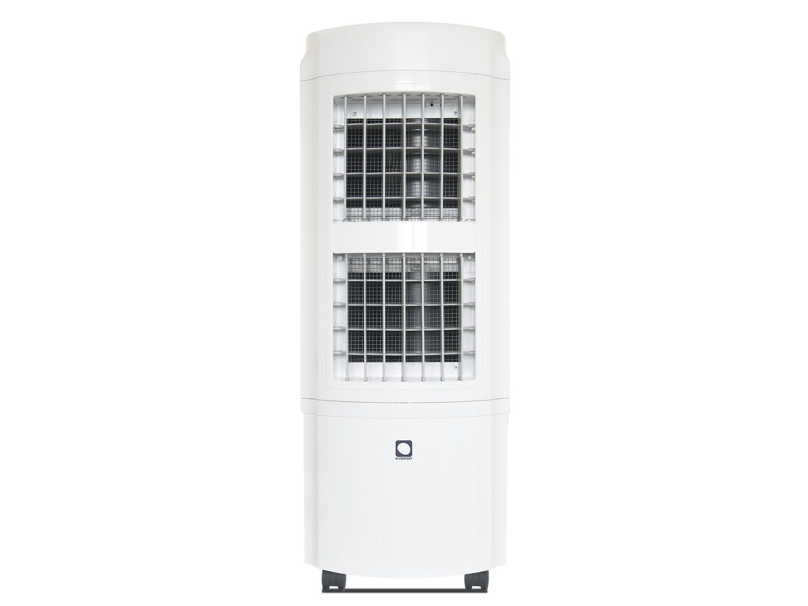 Climatizador evaporativo portátil MCONFORT E2000 · hasta 30 m² · caudal 2000 m³/h · depósito 30 L