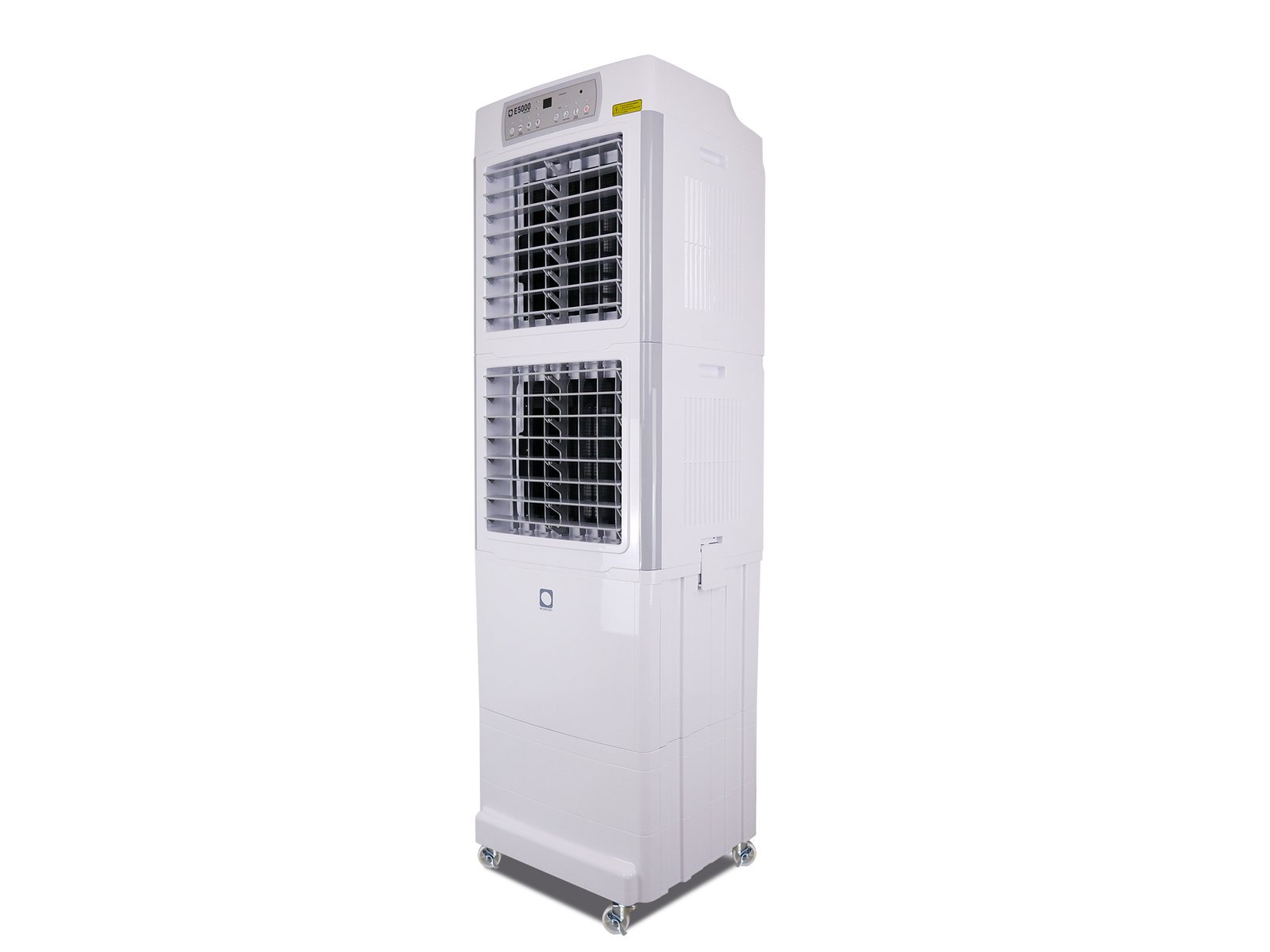 Climatizador evaporativo portátil MCONFORT E5000 · hasta 70 m² · caudal 5000 m³/h · depósito 45 L