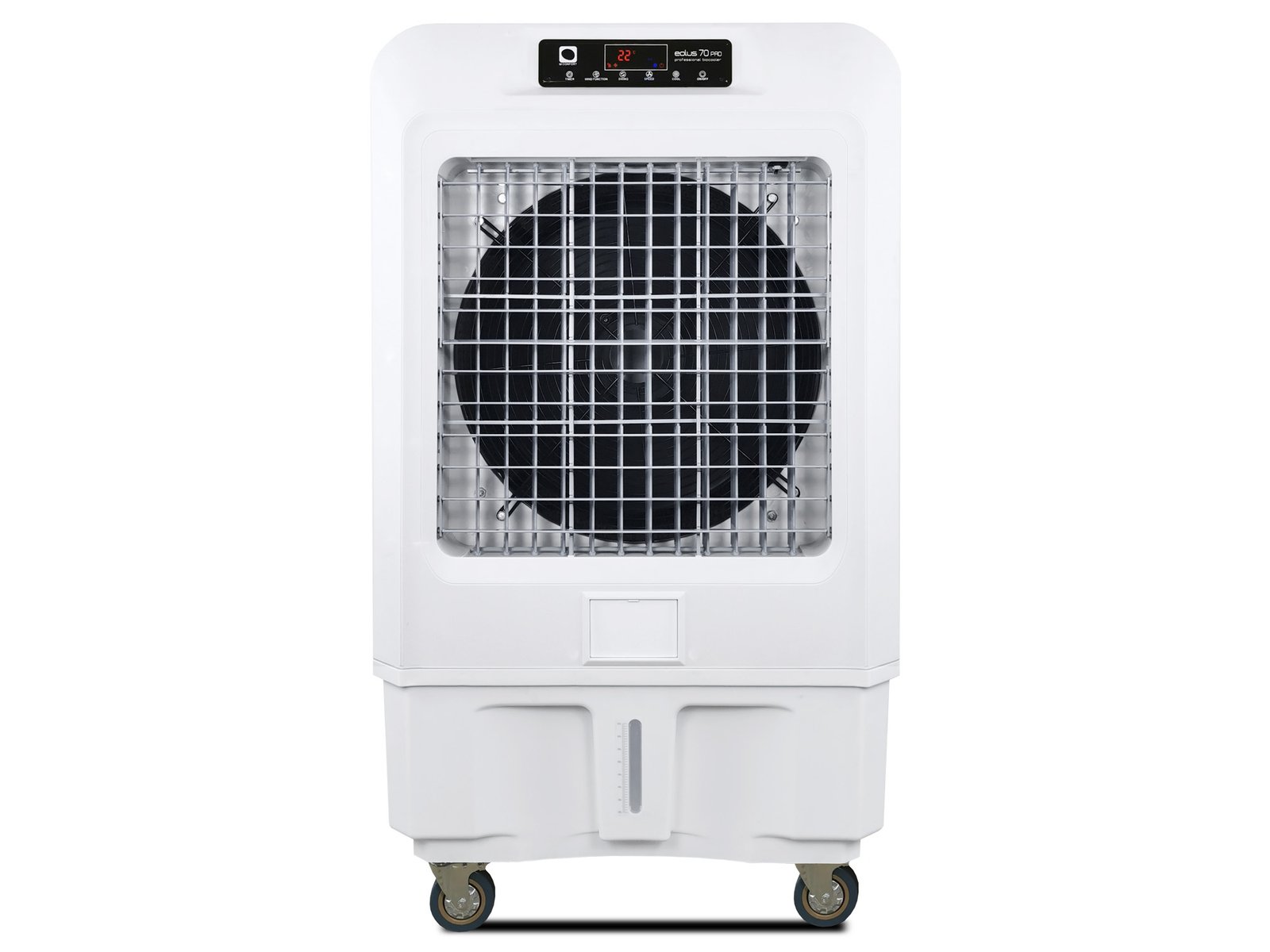 Climatizador evaporativo industrial MCONFORT EOLUS 70 Pro · hasta 100 m² · caudal 7000 m³/h · depósito 50 L