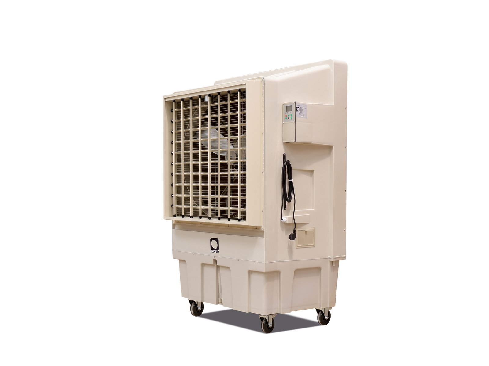 Climatizador evaporativo industrial MCONFORT IC18000 · hasta 200 m² · caudal 18000 m³/h · depósito 96 L