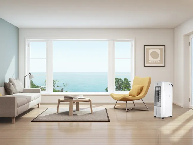 Climatizador evaporativo portátil MCONFORT E1100C · hasta 25 m² · caudal 1200 m³/h · depósito 10 L - Imagen 4