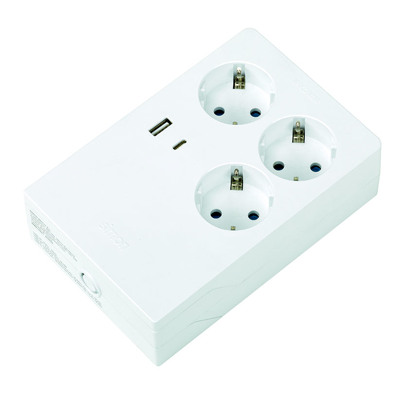 Base enchufe múltiple SIMON Multifix 3 Tomas + 2 USB (A+C)